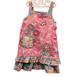 GiGi Girls Puffy Tiered Butterfly Dress, Cotton, Pink Multi 5